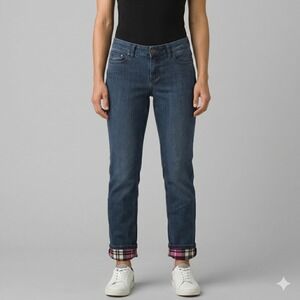 prAna Flannel‎ Lined Denim Jeans Straight Leg Mid Rise Blue 4/27